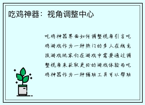 吃鸡神器：视角调整中心